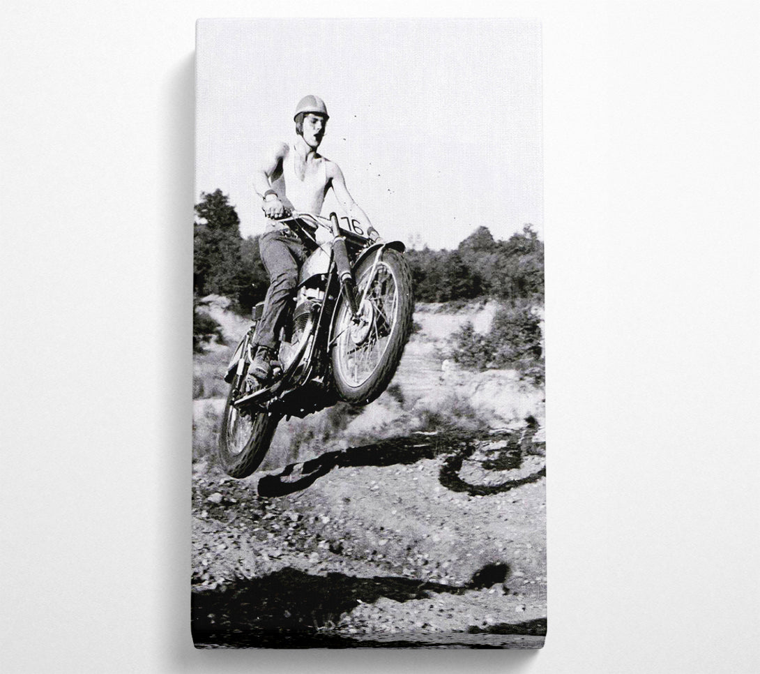  A Canvas Print of Retro Motorcross Wheelie Canvas Wall Art