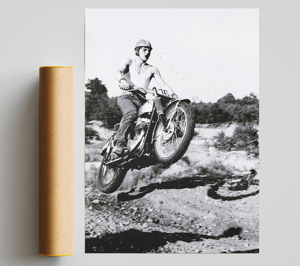 Retro Motorcross Wheelie Giclee Print