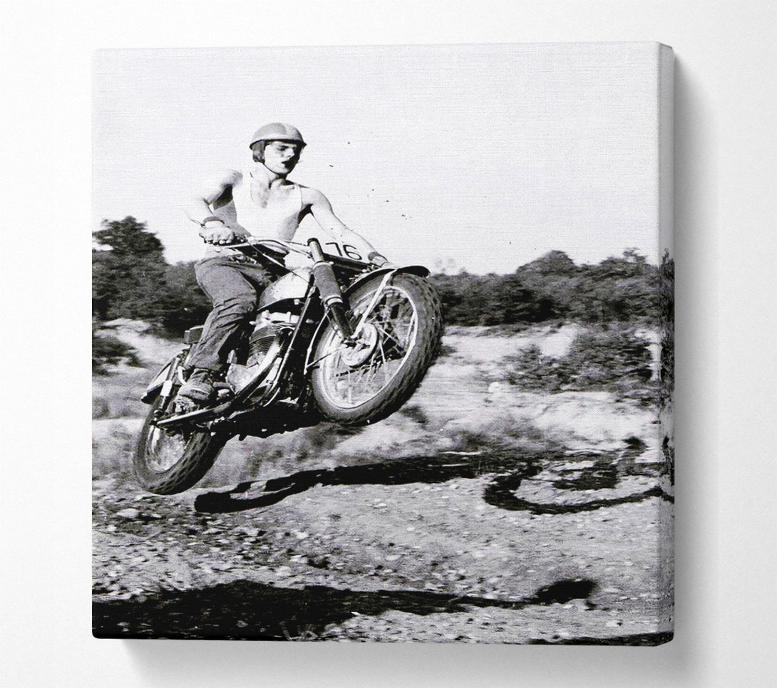  A Canvas Print of Retro Motorcross Wheelie Canvas Wall Art