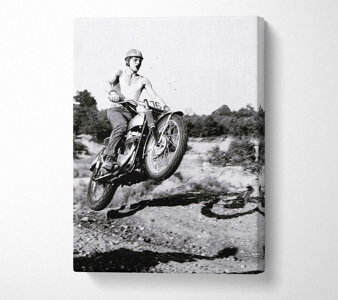  A Canvas Print of Retro Motorcross Wheelie Canvas Wall Art