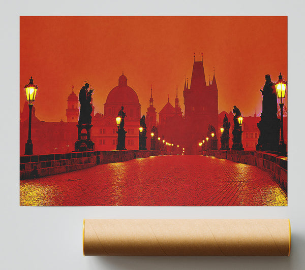 Stunning Venice Walks Orange Giclee Print