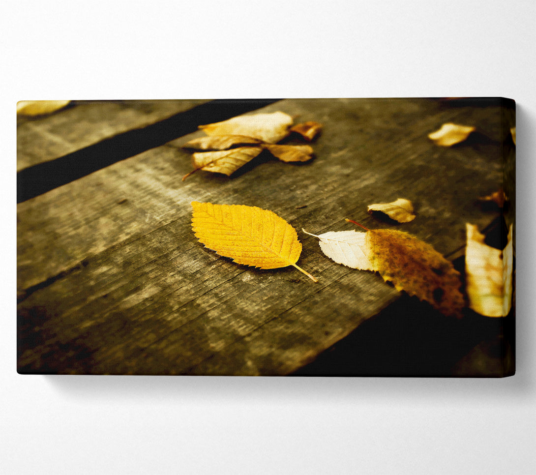  A Canvas Print of Autumn Leaves On The Deck Canvas Wall Art