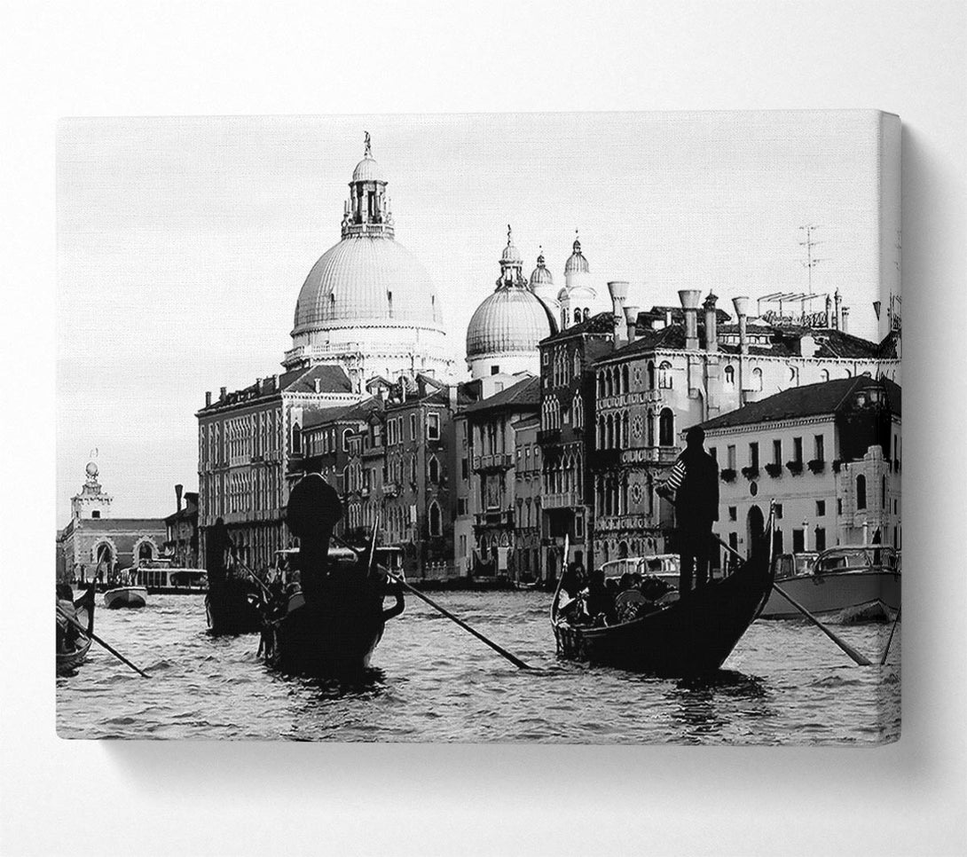  A Canvas Print of Venice Gondolas B n W Canvas Wall Art
