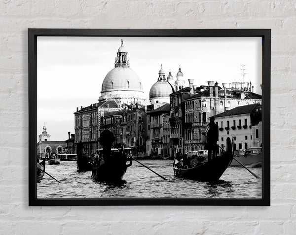 Venice Gondolas B n W Framed Print