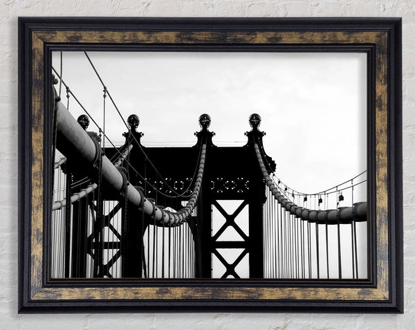 Brooklyn Bridge Close-Up B n W Framed Print
