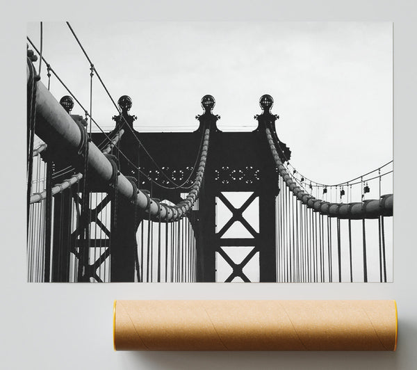 Brooklyn Bridge Close-Up B N W Giclee Print