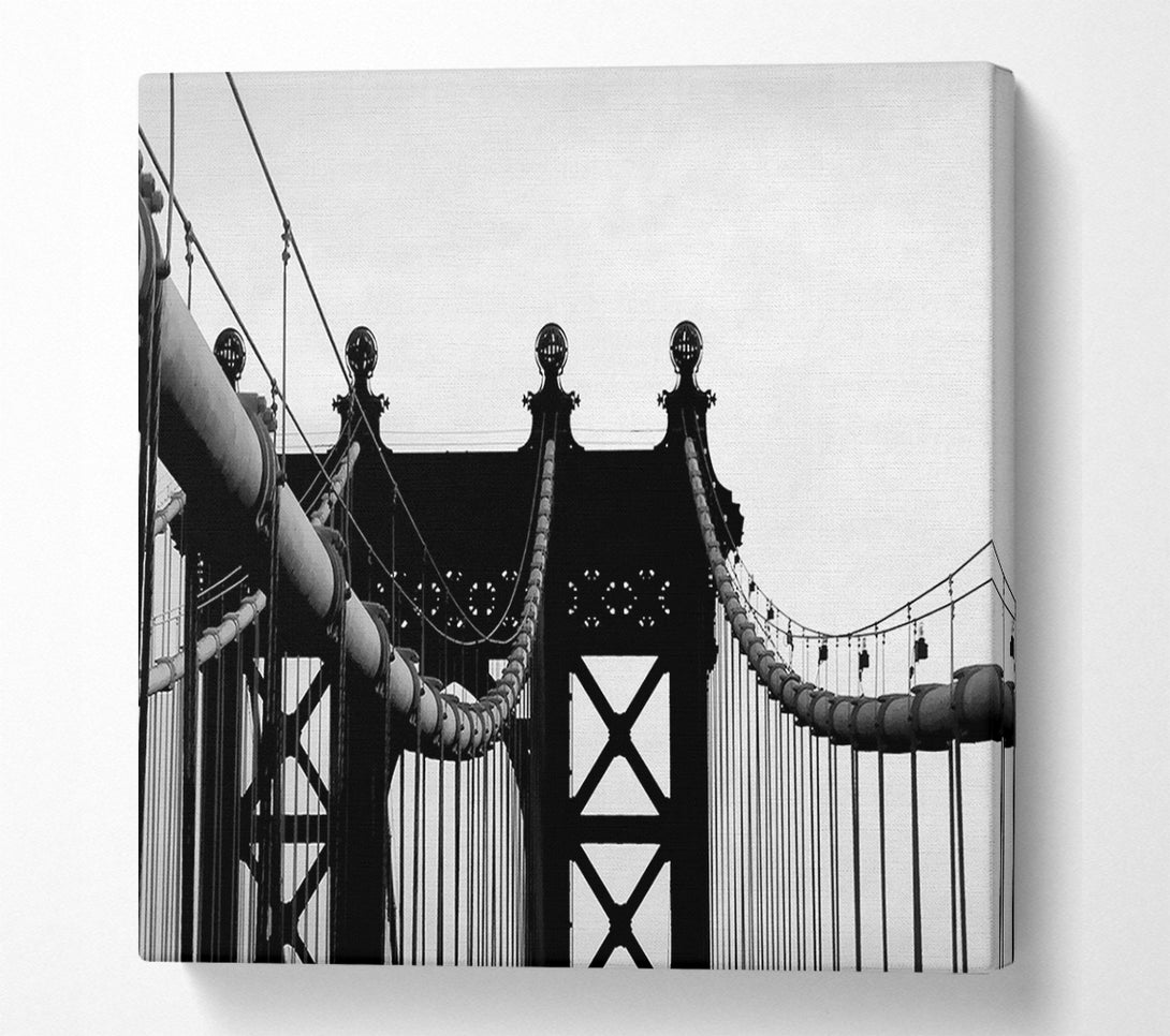  A Canvas Print of Brooklyn Bridge Close-Up B n W Canvas Print