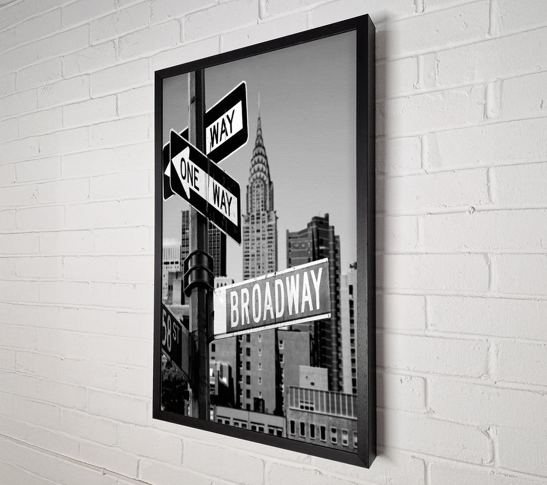  A Canvas Print of New York Signs To Broadway B n W Canvas Print