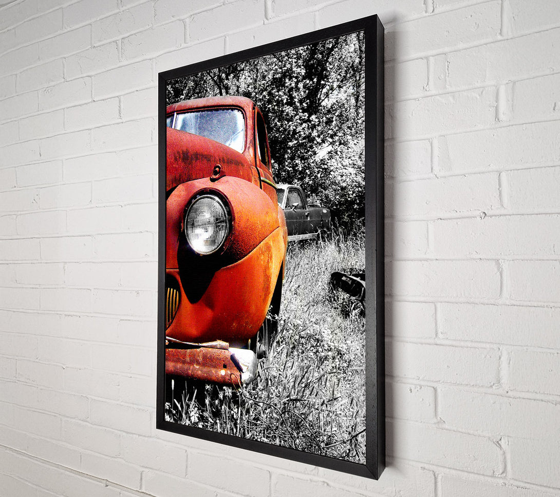  A Canvas Print of Old Banger Car In Field Canvas Print