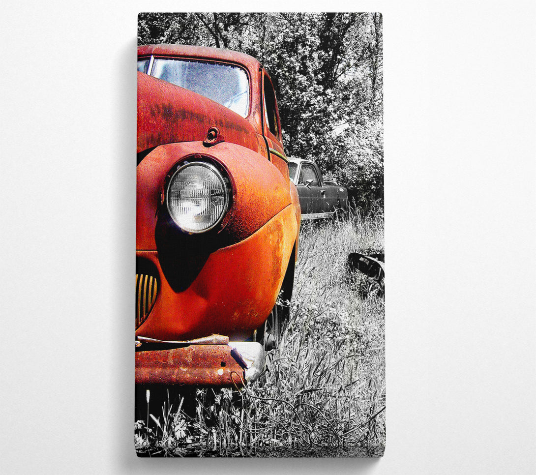  A Canvas Print of Old Banger Car In Field Canvas Print