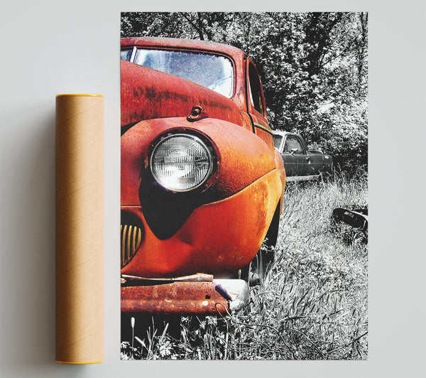 Old Banger Car In Field Giclee Print