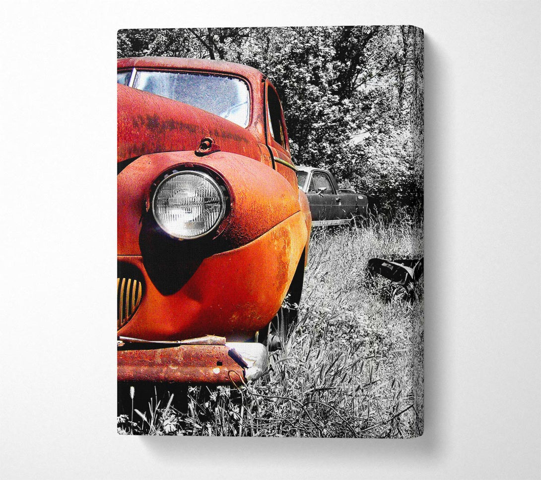  A Canvas Print of Old Banger Car In Field Canvas Print