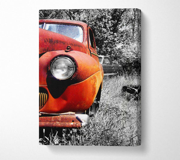 A Canvas Print of Old Banger Car In Field Canvas Print