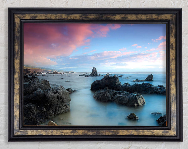 Pink Clouds Over The Morning Ocean Framed Print
