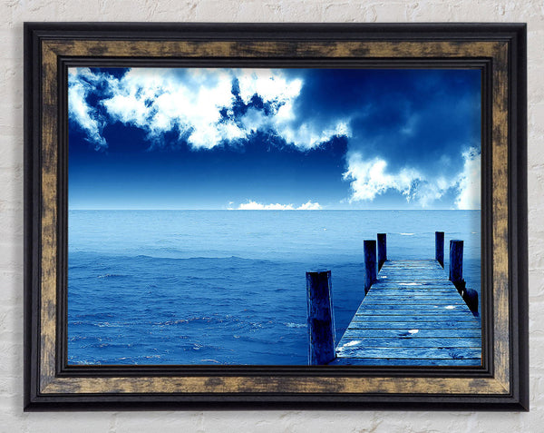 Blue Dock Clouds Framed Print