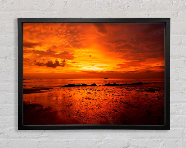 Stunning Beach Sunset Framed Print