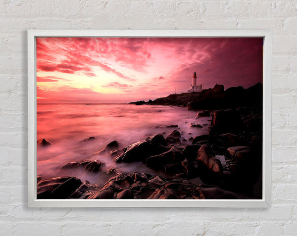Lighthouse Sunset Framed Print