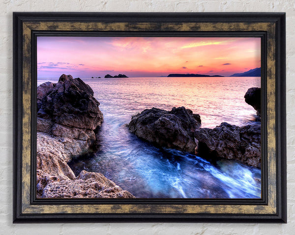 Ocean Rocks At Dawn Framed Print