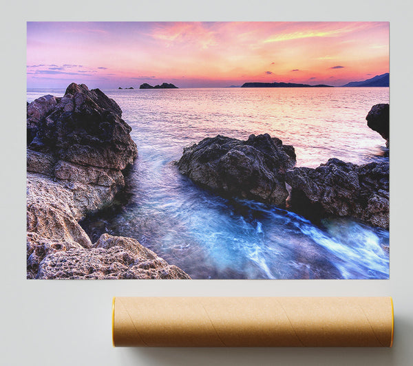 Ocean Rocks At Dawn Print