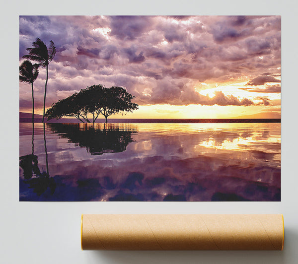 Stunning Tree In The Cloudy Sky Ocean Print