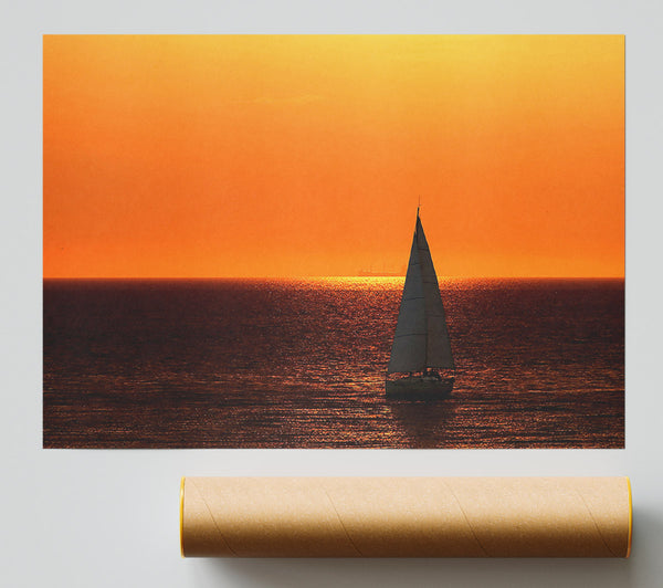 Sailing In The Stunning Sunset Ocean Poster