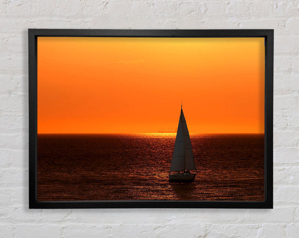 Sailing In The Stunning Sunset Ocean Framed Print