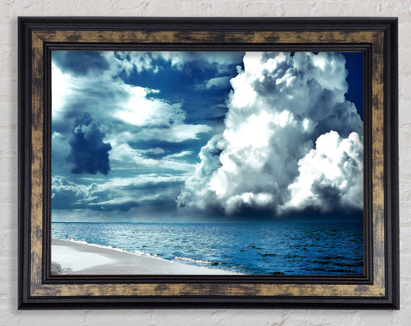 Cloudy Sky Seaside Framed Print