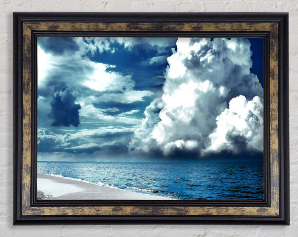 Cloudy Sky Seaside Framed Print