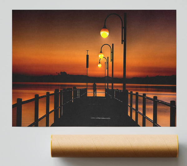 Pier Sunset Orange Print