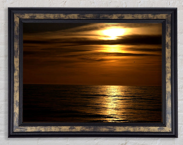 Dark Sunset Beach Framed Print