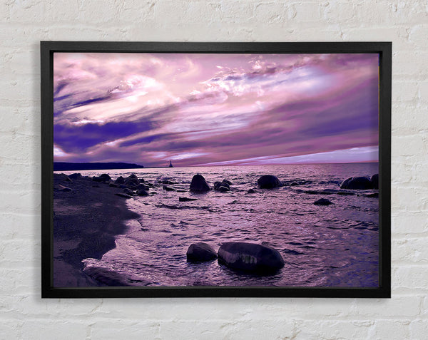 Stunning Lilac Sunset Ocean Framed Print