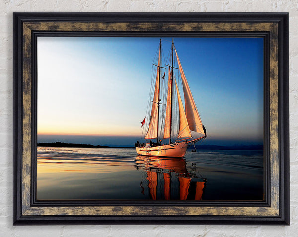 Refections Of The Sail Boat Framed Print