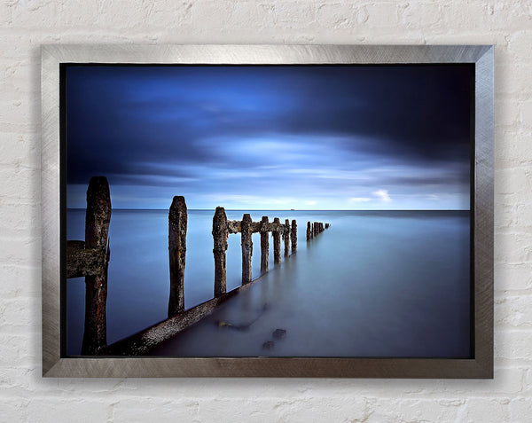 Evening Blue Sea Framed Print
