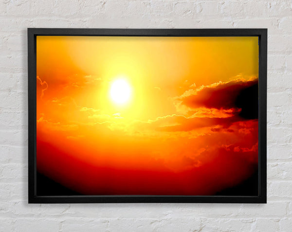 Stunning Sunset Sun Above The Sea Framed Print