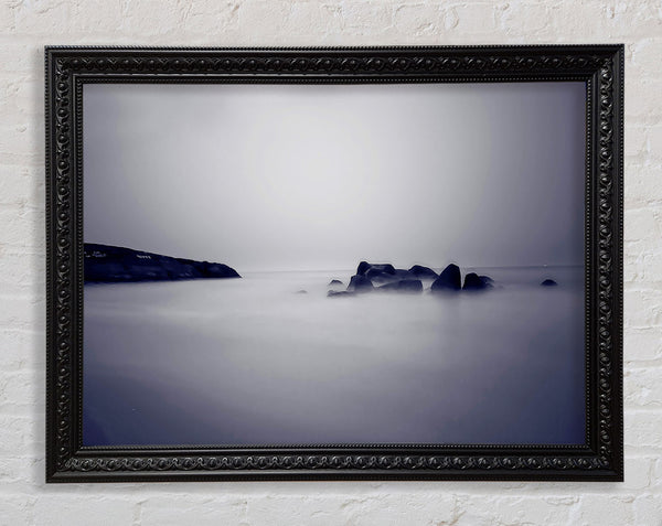 Lilac Foggy Rocks Framed Print