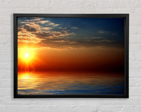 Sunset Sparkle Ocean Framed Print