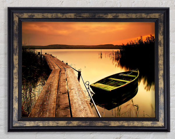 Tranqil Lake Mooring Framed Print