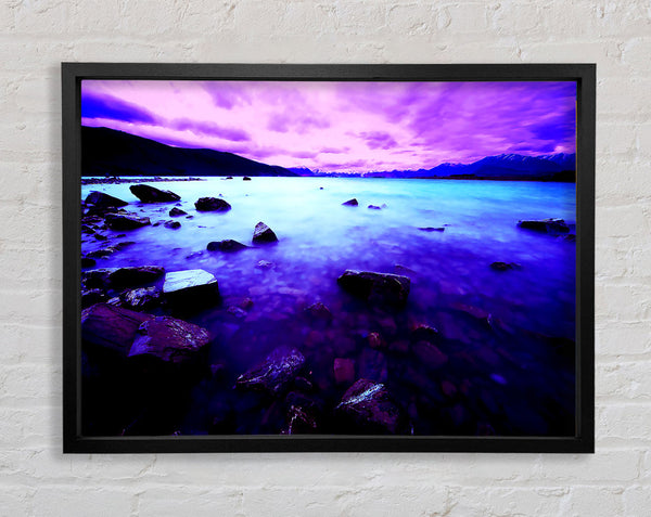 Pink Skies Over The Turquoise Ocean Framed Print
