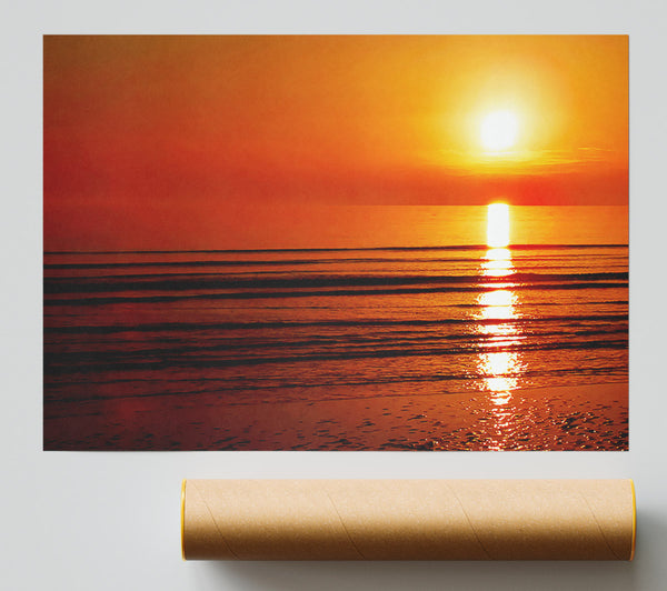 The Oceans Sun Reflection Orange Print