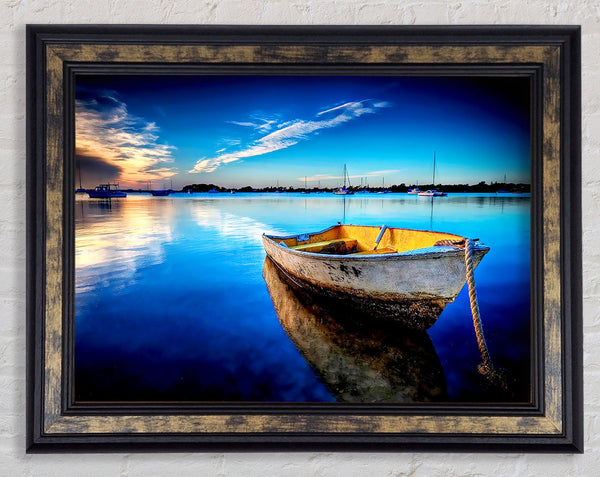 Rustic Rowing Boat Reflections Framed Print