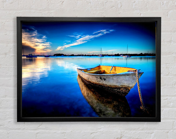 Rustic Rowing Boat Reflections Framed Print