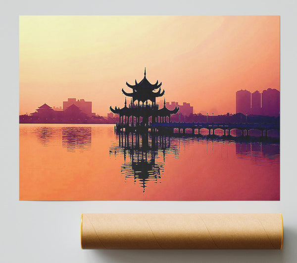 Reflections Of The Far East Peach Print