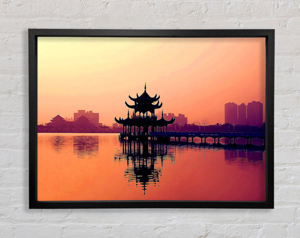 Reflections Of The Far East Peach Framed Print