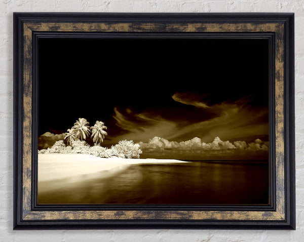 Surreal Hidden Island Brown Framed Print