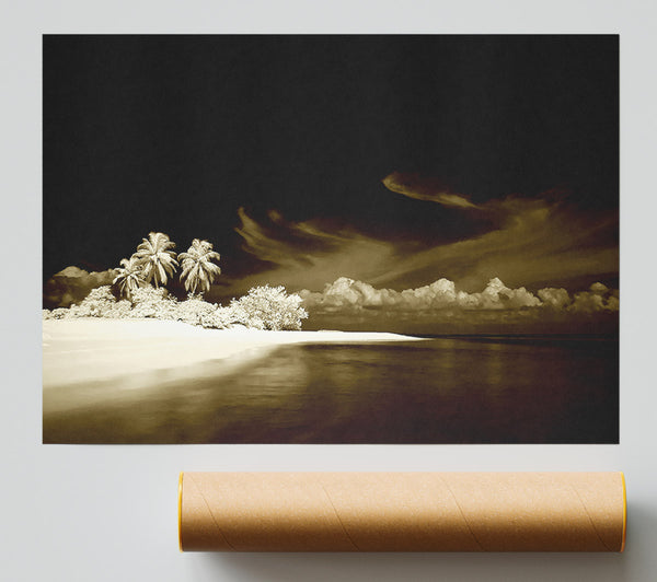 Surreal Hidden Island Brown Print