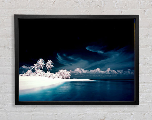 Surreal Hidden Island Blue Framed Print