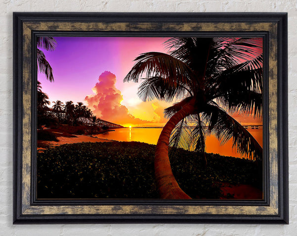 Paradise Beach At Sunset Framed Print