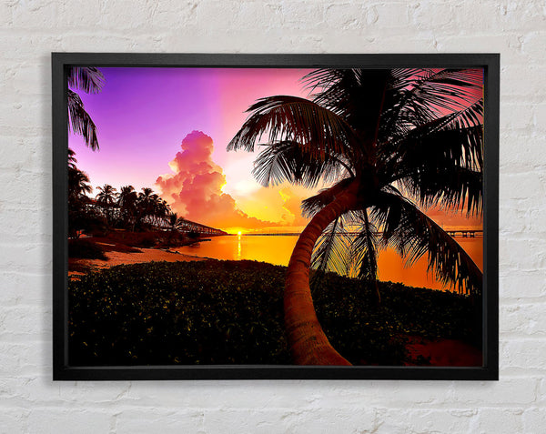 Paradise Beach At Sunset Framed Print