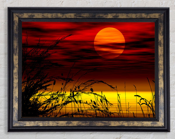 Surreal Golden Lake Framed Print