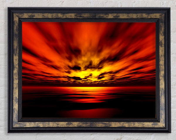 Fire Red Sun Blaze Framed Print